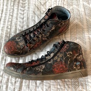 Cloud Aika High Top Side Zip Leather Print Sneaker